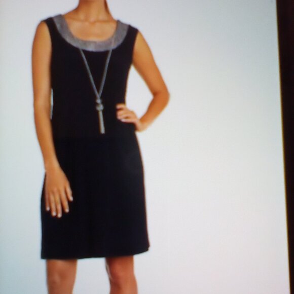 2 piece scoop neck dress A line style Navy Blue - Picture 5 of 6